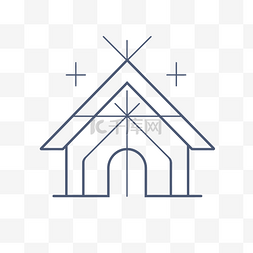 教堂建筑图标的细线插图 向量