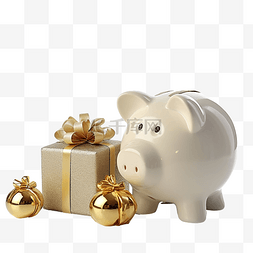 贷款贺报图片_节日圣诞节金融储蓄概念白色存钱