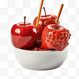 是k图片_焦糖红苹果，带有节日万圣节装饰
