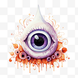怪物眼球图片_可爱的眼球万圣节水彩剪贴画