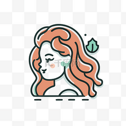 一个红头发和叶子的可爱女孩的线