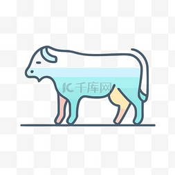 农场动物标志线插图公牛图标设计