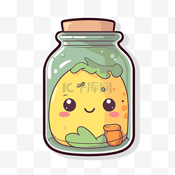 玻璃罐里可爱的黄色小黄瓜 向量