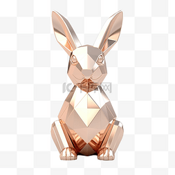 奢华玫瑰金 3D 兔子