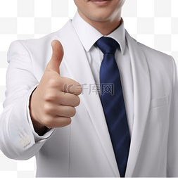 衬衫和领带图片_穿着白衬衫和蓝色领带的商人指着