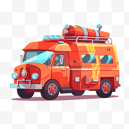 卡通风格的紧急车辆剪贴画消防车