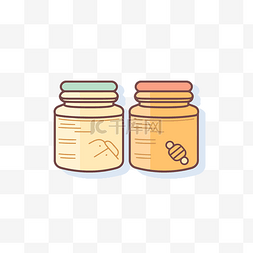 瓶罐矢量图片_两个瓶罐和蜂蜜矢量图