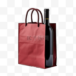 包的样机图片_用于酒瓶的红色纸袋，与样机的剪
