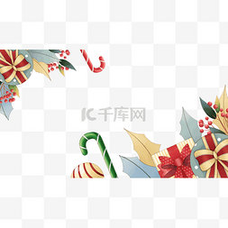 新年边框横图图片_圣诞节水彩植物花卉边框横图可爱