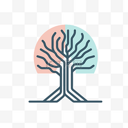 彩色的树图标图片_现代线性设计中的树剪影 向量