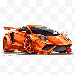 彩色汽车图片_跑车剪贴画彩色汽车绘图与橙色条