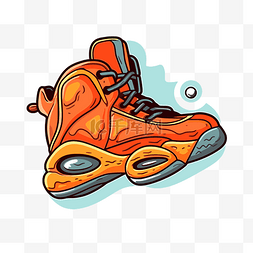 篮球鞋剪贴画卡通橙色运动鞋手绘