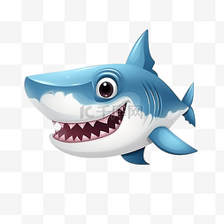 蓝色卡通牙齿图片_鲨鱼卡通海洋动物