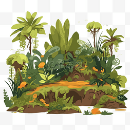 卡通梦幻深林图片_丛林植物剪贴画卡通丛林景观与树