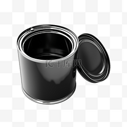 黑色金圈图片_打开带有黑色油漆的罐头