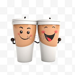 3d 插图两杯咖啡的爱