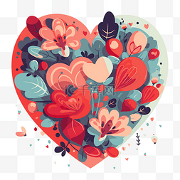 爱心剪贴画各种花卉形状，如红色