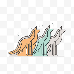 四色动物线描 向量