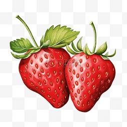 草莓新鲜水果插画彩画