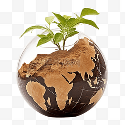 政治地理素材图片_具有叶和根木自然主题的地球仪