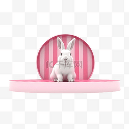白色和粉色兔子舞台产品展示 3d 