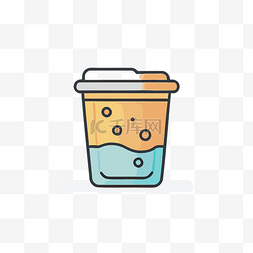 矢量线条咖啡杯图片_一个杯子里有冰块的卡通线条插??