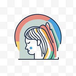 彩虹色女人的有趣卡通线条符号 