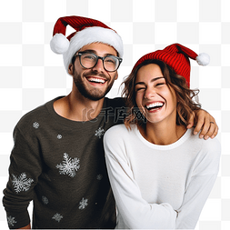 人们的笑容图片_快乐的年轻夫妇穿着休闲服，戴着