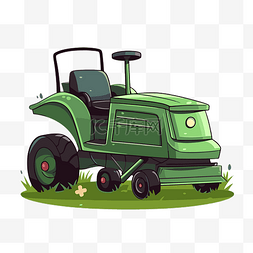 割草机剪贴画卡通绿色拖拉机在草
