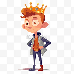王子剪贴画卡通男孩戴着皇冠和背