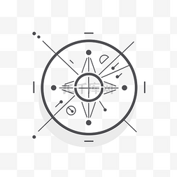 简单的指南针图片_带有直线和圆圈的指南针的线条图