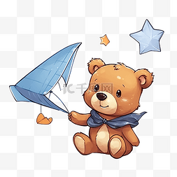 可爱的棕熊图片_纸飞机上的熊