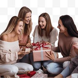 吃貨图片_一群朋友在家交换圣诞礼物