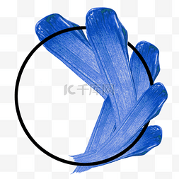 圆形描边图片_画笔描边蓝色水彩质感