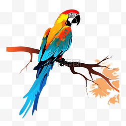 图形图像绘制剪影鸟金刚鹦鹉在树