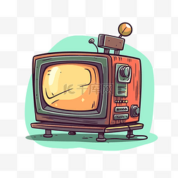 旧电视剪贴画 复古电视 复古插画 