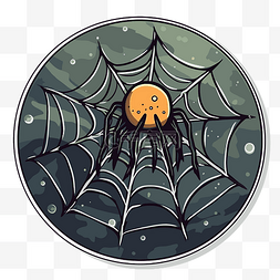 网蜘蛛网图片_贴纸上有一个圆形网，上面有一只