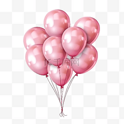 生日气球3d图片_带阴影的粉色现实气球