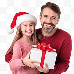 圣诞节概念爸爸和女儿在圣诞节交