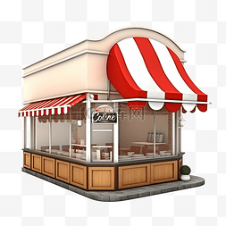 咖啡馆商店 3d 插图