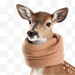 戴着围巾的可爱鹿的肖像