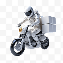 送货太空人骑着飞行摩托车与送货