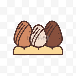 棕色旗杆图片_白色背景上的三个巧克力和棕色浸