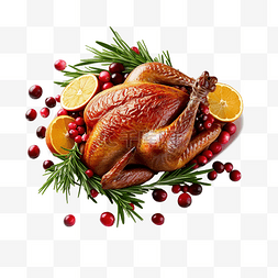 鸡烤肉图片_圣诞鸭，配有石榴和石灰，周围环