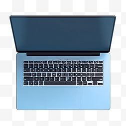蓝色笔记本电脑图片_蓝色背景顶视图上的真实笔记本电