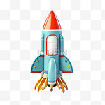 带有喷射烟雾的火箭在云层中飞行有趣的玩具太空火箭 3d 插图 3d 渲染