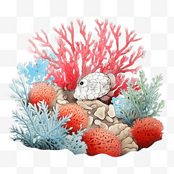 热带海洋动物图片_热带海洋珊瑚礁上有海葵的 Diogenes