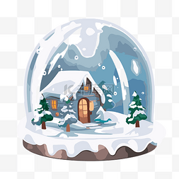 房子图片_透明雪剪贴画雪球与室内卡通中的