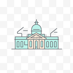 国会图片_描绘国会大厦建筑的线条艺术图标