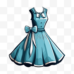 蓝色连衣裙 向量